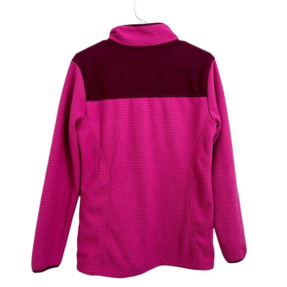 Lands' End Women's Pink Grid Fleece Full Zip Jacket Size S - Picture 2 of 6